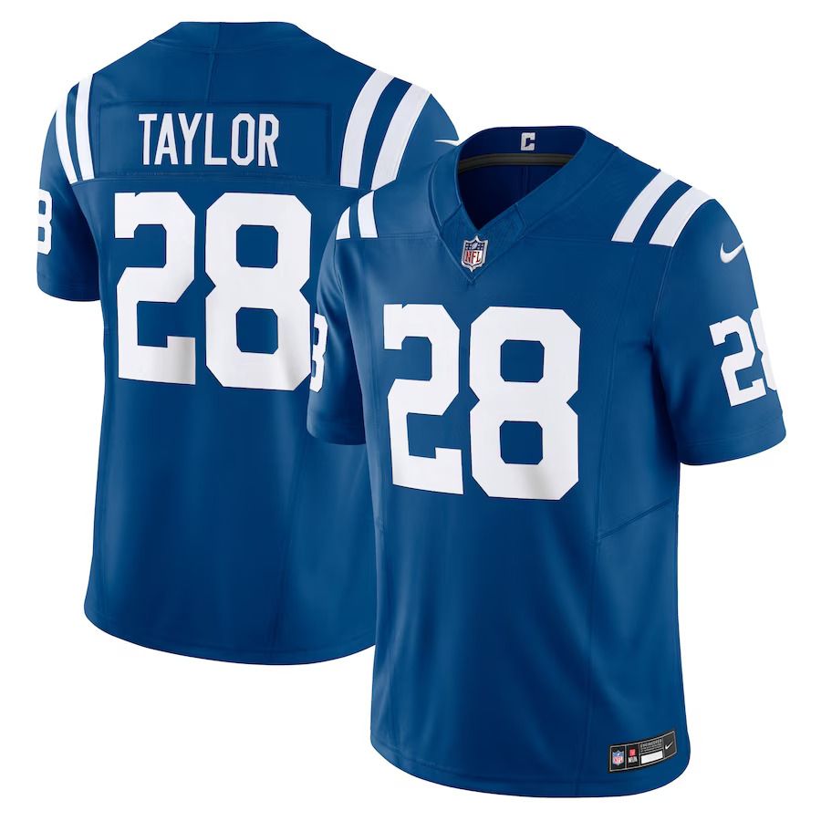 Men Indianapolis Colts #28 Jonathan Taylor Nike Royal Vapor F.U.S.E. Limited NFL Jersey